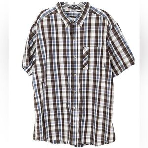 Columbia Men’s XL Button Front Shirt Short Sleeve Shirt Brown plaid omni wick